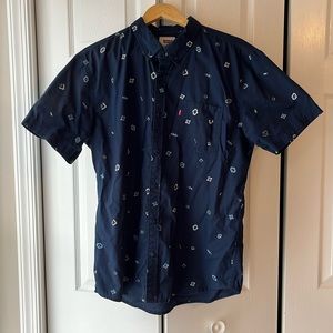 Levi’s Navy Blue Patterned Short Sleeve Button Up